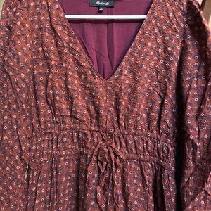 Burnt red floral 3/4 sleeves gorgeous Madewell dress